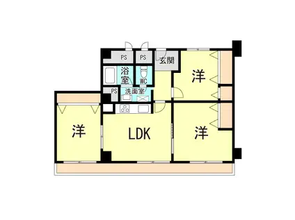諏訪山スカイハイツ(3LDK/4階)の間取り写真
