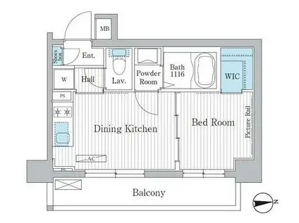 イプセ目黒祐天寺(1DK/2階)の間取り写真