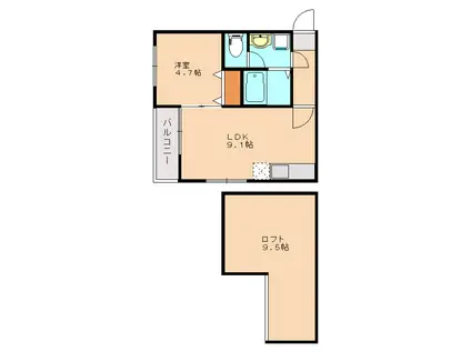 ポラリス周船寺III(1LDK/1階)の間取り写真