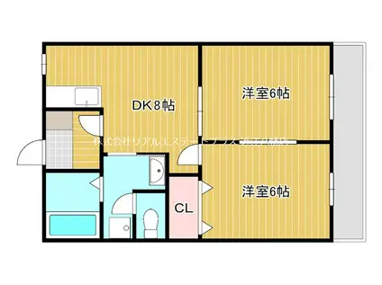 グランド・シェル(2DK/2階)の間取り写真