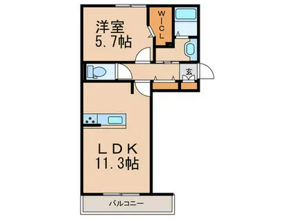 プランドール柚須駅南(1LDK/1階)の間取り写真