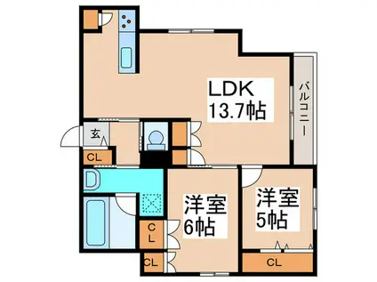 メゾン ルル(2LDK/2階)の間取り写真