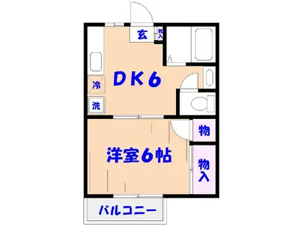 メゾン・ヴェルレーヌ(1DK/1階)の間取り写真