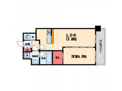 グランカーサ難波元町(1LDK/13階)の間取り写真