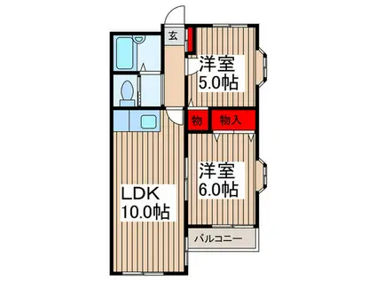 レジデンス北原台(2LDK/1階)の間取り写真