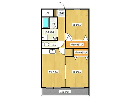 ベルハイム(2DK/3階)の間取り写真