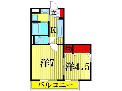 ルガーナ(2K/2階)の間取り写真