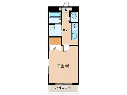 KB21(ワンルーム/4階)の間取り写真