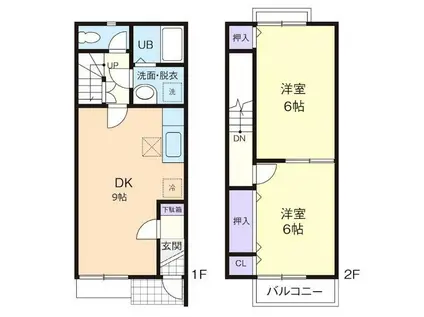 HARBEST・QUALL(2DK/1階)の間取り写真
