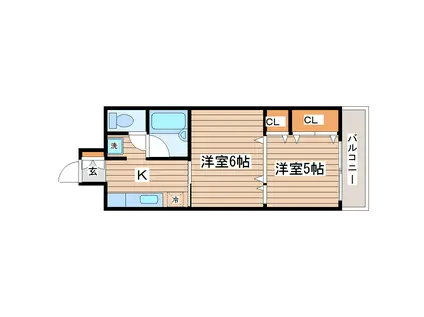 リッツコート泉中央(2K/2階)の間取り写真