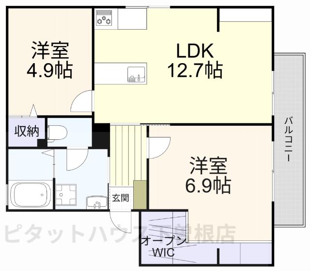 エスポワールホリII棟(2LDK/2階)の間取り写真