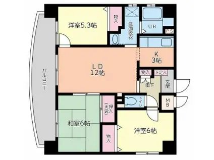 ユアコート横川(3LDK/2階)の間取り写真