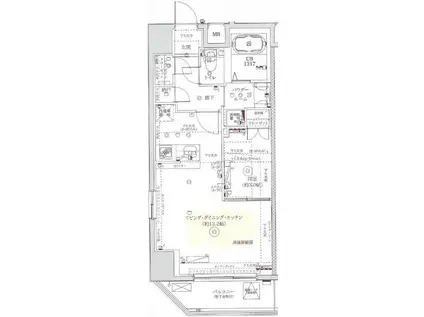 フェルクルールプレスト上野根岸(1LDK/8階)の間取り写真