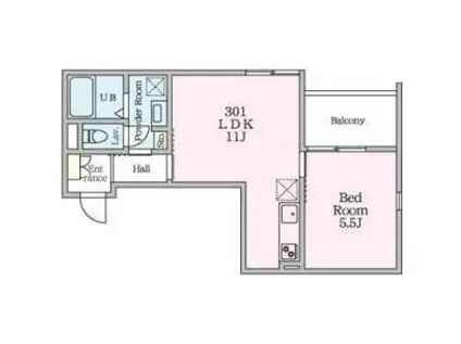 ヒンメルブラウ 野方(1LDK/3階)の間取り写真