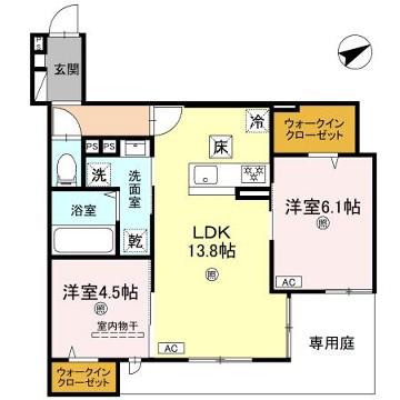 LA MAISON林崎(2LDK/1階)の間取り写真