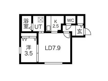 プログレス東区役所前(1LDK/2階)の間取り写真