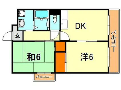 カンタル御影(2DK/3階)の間取り写真