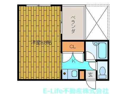 エクスコート健軍(1K/3階)の間取り写真