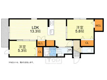 クーラクー(2LDK/3階)の間取り写真