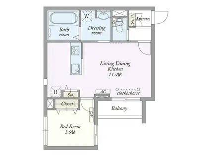 松風ハイツII(1LDK/3階)の間取り写真