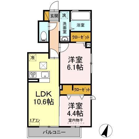 クラーヴォII(2LDK/1階)の間取り写真