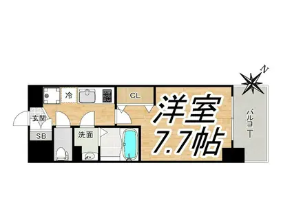 LUXE海老江II(1K/6階)の間取り写真