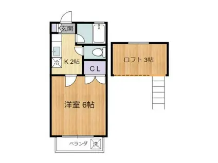 メゾンフジヌキ(1K/2階)の間取り写真