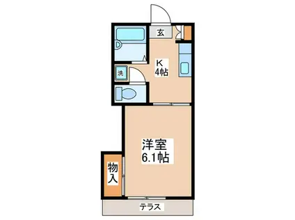 ムカイハラハウス(1K/1階)の間取り写真