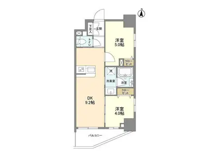 リテラス三ノ輪(2DK/7階)の間取り写真