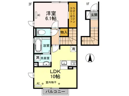 トレゾーン森田(1LDK/2階)の間取り写真