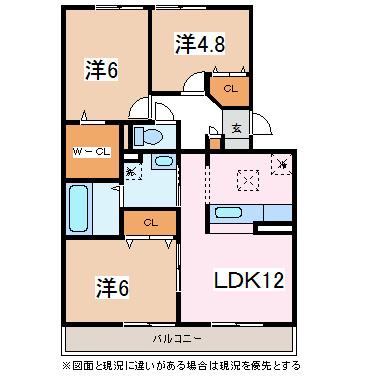BLESTON ARUGA(3LDK/3階)の間取り写真