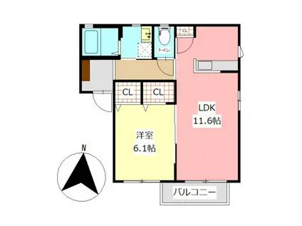 メゾンY(1LDK/1階)の間取り写真