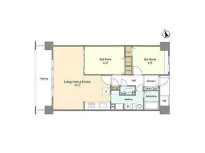 アーバンライフ目白駅前 手 駐輪有 常時ゴミ出可 3/下旬退(2LDK/5階)の間取り写真