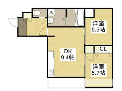 藤井ビル(2DK/2階)の間取り写真