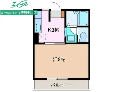 ルミエールYOKOCHI(1K/2階)の間取り写真