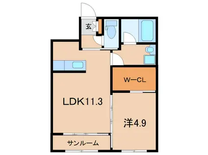 エルセラーン・プリマIII(1LDK/1階)の間取り写真