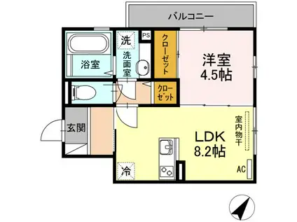 マノワールヤエ(1LDK/2階)の間取り写真