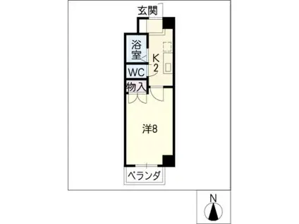 アンテノール黒川(1K/2階)の間取り写真