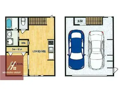 APERTA(1LDK/2階)の間取り写真