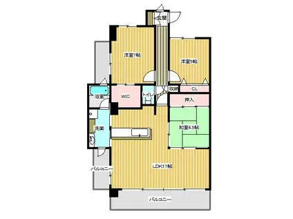 サーパス橘通東(3LDK/4階)の間取り写真