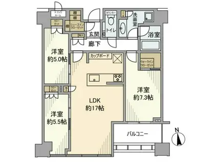 白金ザ・スカイ イースト棟(3LDK/41階)の間取り写真