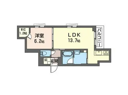 SHAMAISON クッカタロ(1LDK/1階)の間取り写真