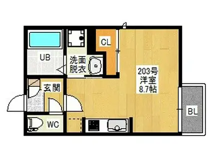 GRANDTIC新瑞橋駅前(ワンルーム/2階)の間取り写真