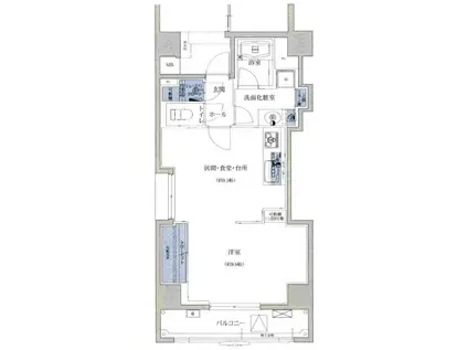 アイムズ芝大門(1LDK/12階)の間取り写真