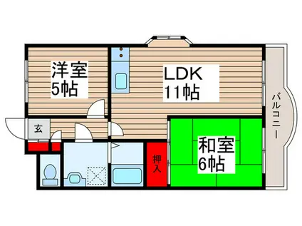 ウイング北松戸(2LDK/2階)の間取り写真