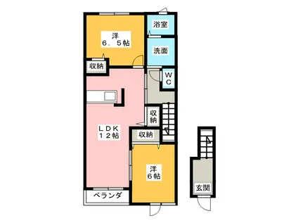 プリティー ハウス(2LDK/2階)の間取り写真