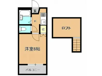 ユーハイム緑井B(1K/1階)の間取り写真