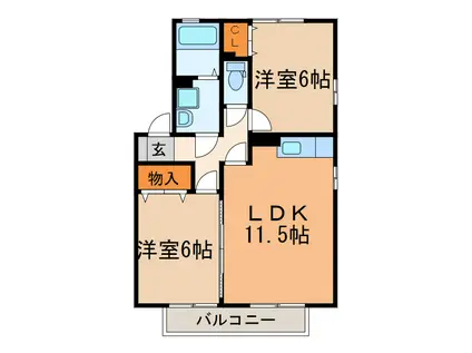 ウィルモア21(2LDK/2階)の間取り写真
