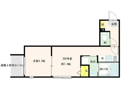 SEASONS TERRACE五反野(1DK/3階)の間取り写真