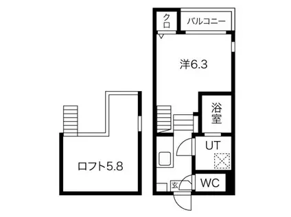 ハーモニーテラス福住町(1K/2階)の間取り写真